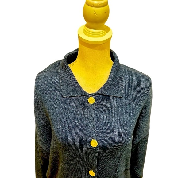 Vtg 90’s Nancy b. NYC blue duster Cardigan silver Buffalo embossed buttons sz XL - Picture 4 of 12